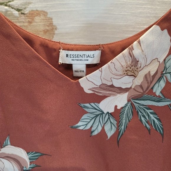 R Essentials Sleeveless Rose Pink Floral Blouse Women's XXL - Picture 2 of 12